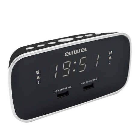 RADIO RELOJ AIWA CRU19BK • DESPERTADOR• DISEÑO SOF