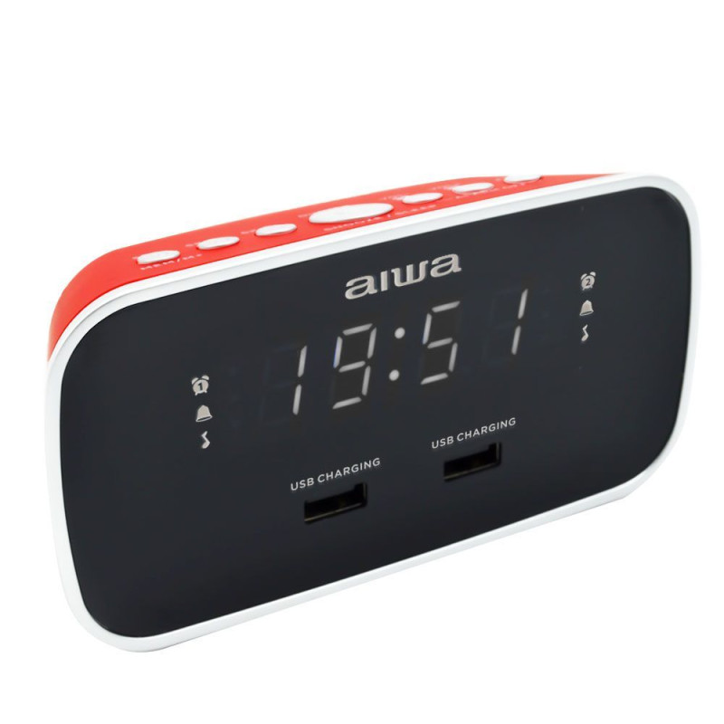 RADIO RELOJ AIWA CRU19RD • DESPERTADOR• DISEÑO SOF