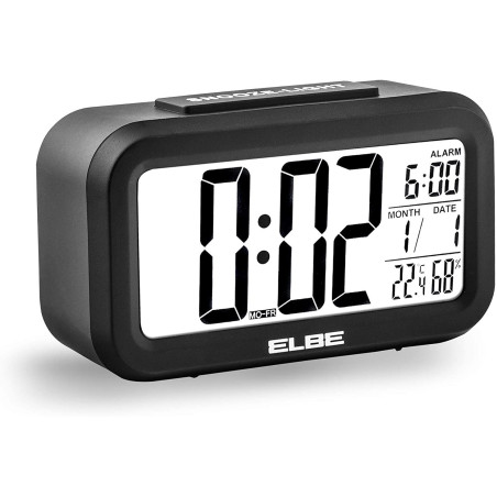 Reloj despertador Elbe RD668N, digit.negro temp/h