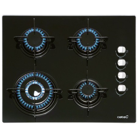 Encimera Cata CI631BK, 4 fuegos, Gas, Cristal Negr