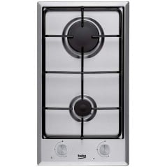 Encimera Beko HDCG32220FX, 2 fuegos, 30cm