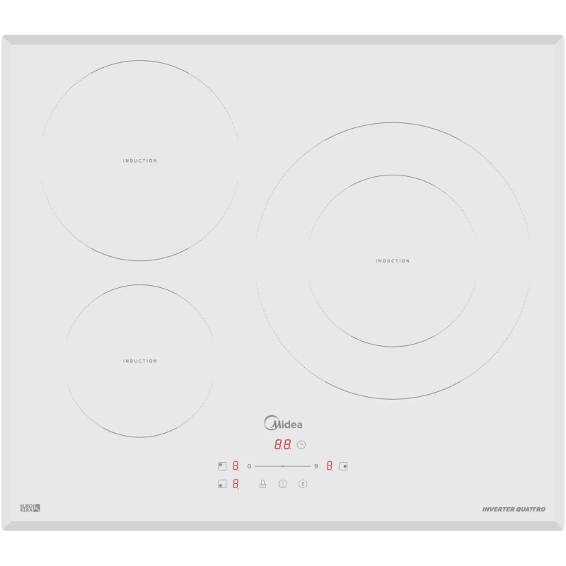 Inducción Midea MIH740T278W1, 3 Zonas, 60cm, Blanc