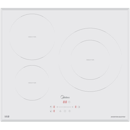 Inducción Midea MIH740T278W1, 3 Zonas, 60cm, Blanc