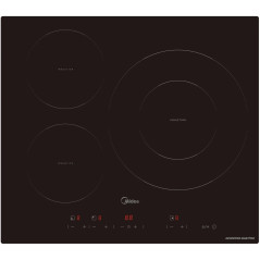 Inducción Midea MIH740T467K0, 3 Zonas, 60cm, Negro