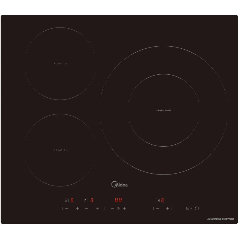 Inducción Midea MIH740T467K0, 3 Zonas, 60cm, Negro