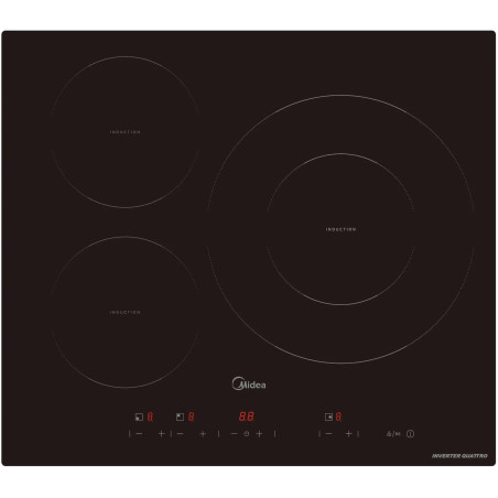 Inducción Midea MIH740T467K0, 3 Zonas, 60cm, Negro