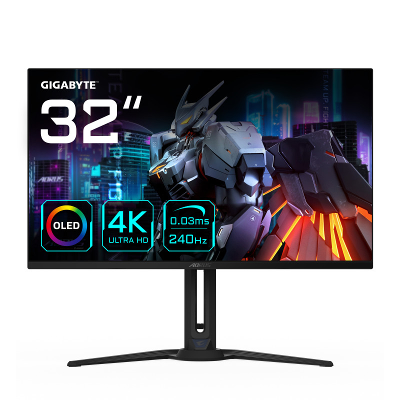 Monitor de juegos OLED AORUS FO32U2 de 32” - 3840 x 2160 (UHD), 240Hz, 0.03ms, KVM, 250 cd/m², FreeSync Premium Pro, DisplayH