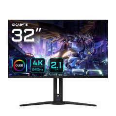 AORUS Monitor de juegos OLED FO32U2P de 32 - 3840 x 2160 (UHD), 240Hz, 0.03ms, 250 cd/m², KVM, FreeSync Premium Pro, DisplayHDR True Black 400, DisplayPort 2.1