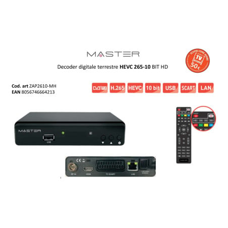 Receptor TDT MASTER ZAP2610MH DVB-T2 HEVC