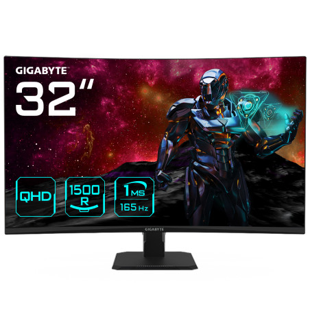 GS32QC 31.5 Monitor de Juego Curvo QHD - 2560 x 1440 (QHD), 1500R, 165Hz, 1ms, 300 cd/m2, FreeSync Premium, HDR Ready, HDMI 2.0,