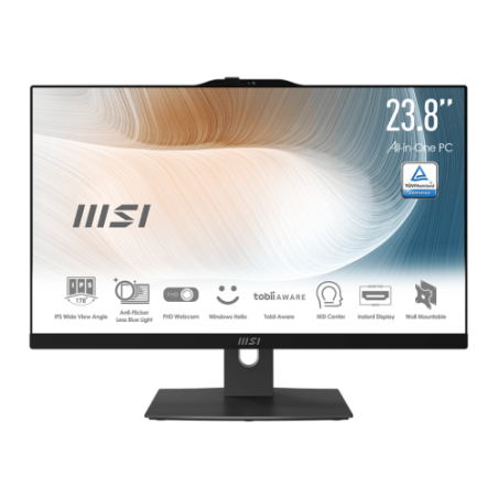 MSI AIO MODERN AM242TP 12M-823ES. 23.8 (60CM). PLANO. IPS. INTEL PROCESSOR N100. DDR4 SDRAM 16GB (8GB*2). 512 GB PCIE SSD. SIN S