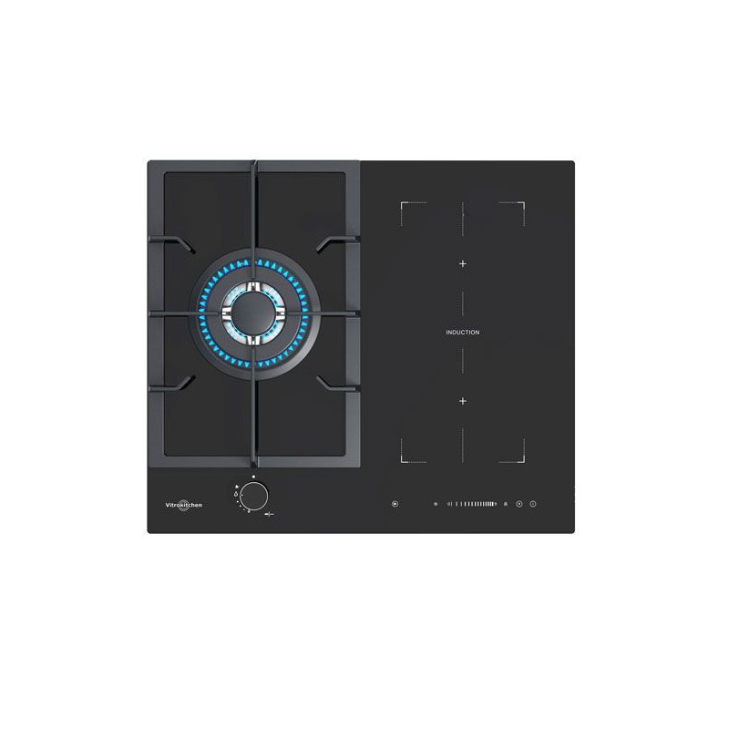 Induccion Vitrokitchen VG611NB, 3 Zonas, Dual-Gas