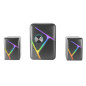 MS-H21, Altavoces Gaming RGB 2.1 y Subwoofer 35W, Sistema Drivers Invertidos 3D Surround, Altavoces Compactos con Iluminación Dinámica RGB, Alimentación USB y Conector Jack 3.5mm, Negro