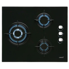 Encimera Cata CI6021BK, Cristal, 3 fuegos, Negra
