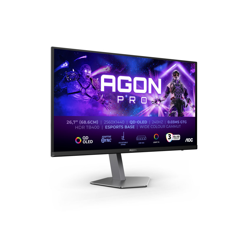 AGON PRO AG276QZD2 pantalla para PC 67,3 cm (26.5) 2560 x 1440 Pixeles Quad HD QD-OLED Negro, Gris