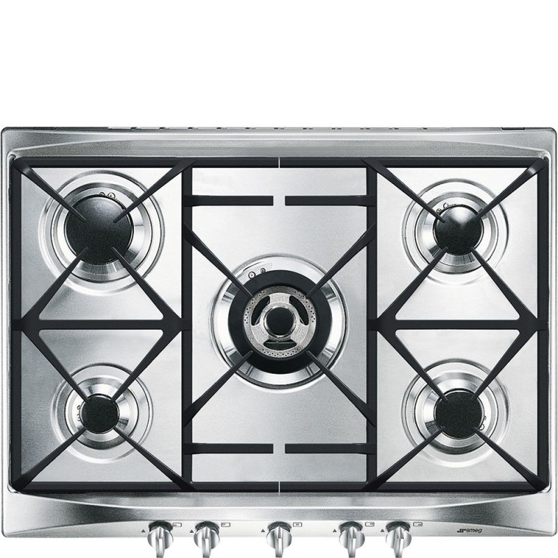 Encimera Smeg SR275XGH2, Gas, Inox, 5 Zonas de coc