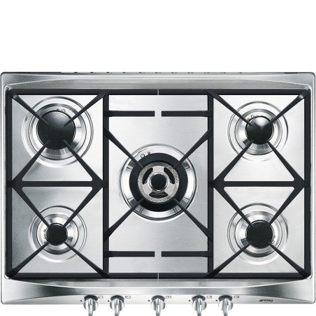 Encimera Smeg SR275XGH2, Gas, Inox, 5 Zonas de coc