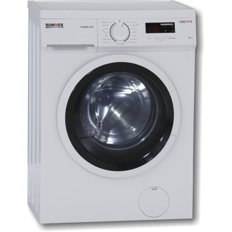 Lavadora Rommer POWER1207, 7kg, 1200rpm, D, Blanco