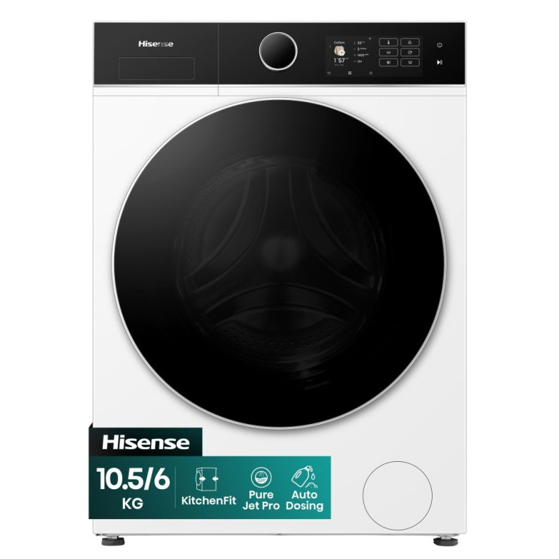 Lavasecadora Hisense WD5I1045BWQ, 10,5/6kg, 1400rp