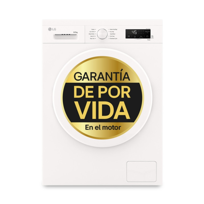 Lavasecadora LG W4X1085NWH, 8/5kg, A/E, Blanco