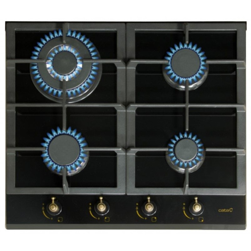 Encimera Cata RCI631BK, Cristal, 4 fuegos, Hierro