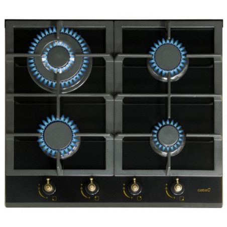 Encimera Cata RCI631BK, Cristal, 4 fuegos, Hierro