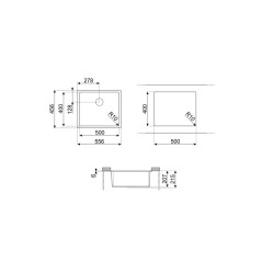 Fregadero Smeg VZP56N, 1C, 50x40x21.5, Gr Negro