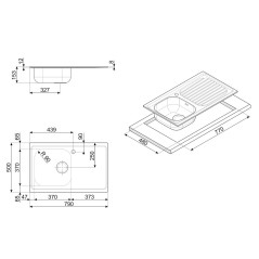 Fregadero Smeg LYP791D, 1C1E, Inox, 79x50x15