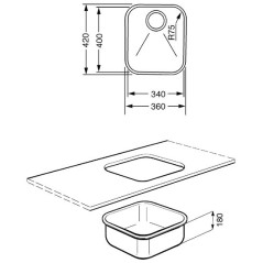 Fregadero Smeg UM40, 1C, Inox, 40x34x18,
