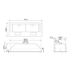 Grupo filtrante Smeg KSG70E, 73cm, 232m3/h