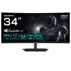 G34WQC2 Monitor Gaming Curvo 34 WQHD - 3440 x 1440, 1500R, 200Hz, 1ms, 450 cd/m², AMD FreeSync Premium, DisplayHDR 400, HDMI 2.0, Displayport 1.4