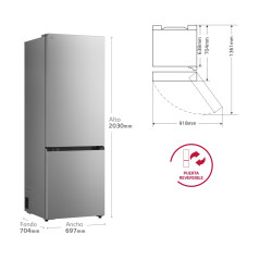 Combi LG GBBW322DPY, 203x70cm, D, Inox