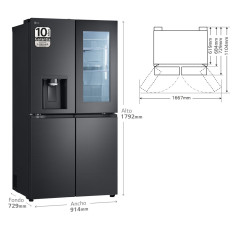 Frigo Americano LG GMG961EVKE, 179x91cm, E, Acero