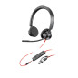 Auriculares estéreo Poly Blackwire 3325 USB-C + Conector de 3,5 mm + Adaptador USB-C/A