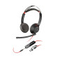 Auriculares Poly Blackwire 5220 estéreo USB-C + conector de 3,5 mm + adaptador USB-C/A (paquete)