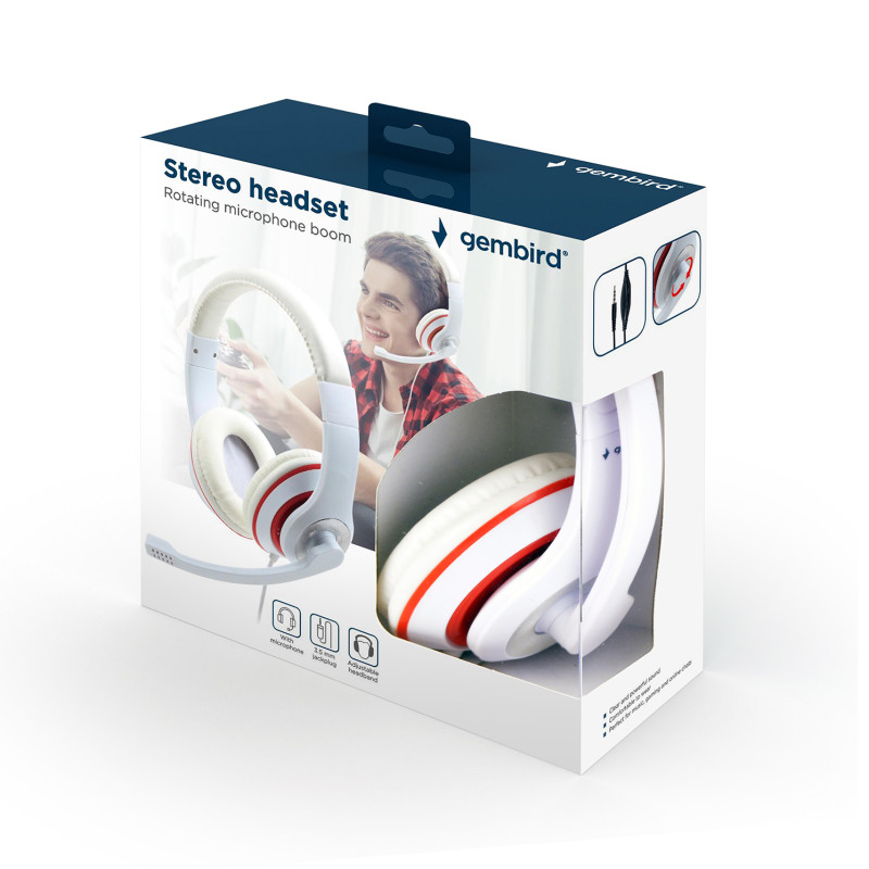 MHS-03-WTRD auricular y casco Auriculares Alámbrico Diadema Llamadas/Música Rojo, Blanco
