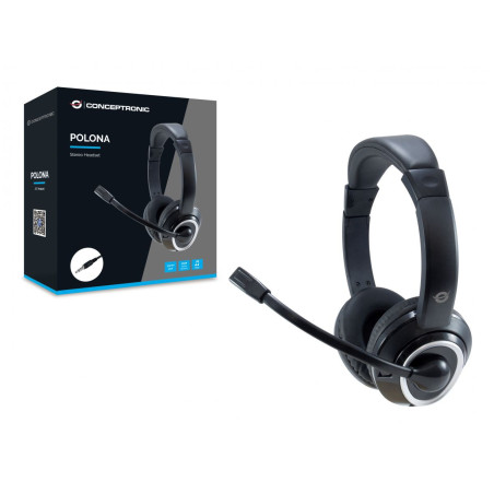 POLONA02B auricular y casco Auriculares Alámbrico Diadema Juego Negro