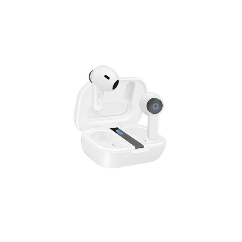 Bender Auriculares Inalámbricos + Micrófono Bluetooth con Estuche de Carga, Blancos
