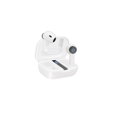 Bender Auriculares Inalámbricos + Micrófono Bluetooth con Estuche de Carga, Blancos