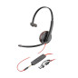 Auriculares monoaurales Poly Blackwire 3215 USB-C + Conector de 3,5 mm + Adaptador USB-C/A