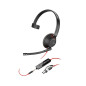 Auriculares Poly Blackwire 5210 monaural USB-C + conector de 3,5 mm + adaptador USB-C/A (paquete)