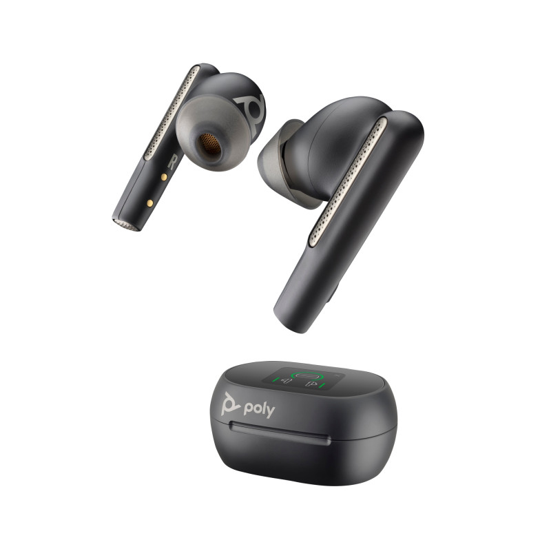 Intrauriculares Poly Voyager Free 60+ UC M color Negro Carbono +Adaptador USB-C BT700 +Estuche de carga con pantalla táctil