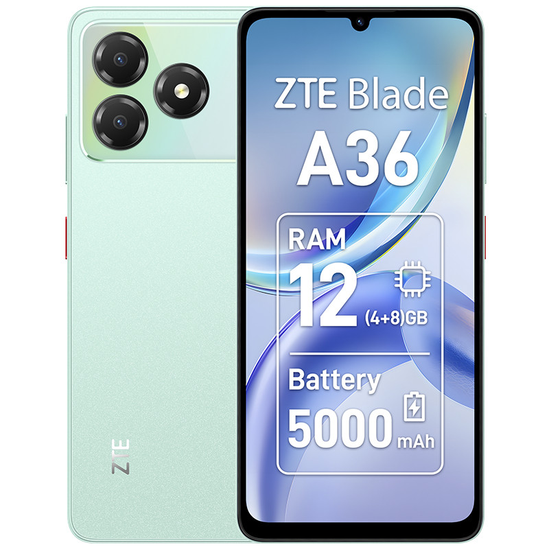 Blade A36 17,1 cm (6.75) SIM doble Android 15 4G USB Tipo C 4 GB 64 GB 5000 mAh Verde