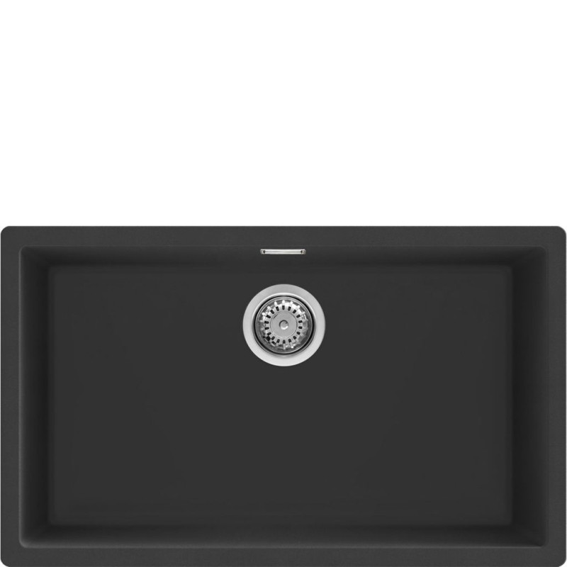 Fregadero Smeg VZP76N, 1C, 70x40x21.5, Gr Negro