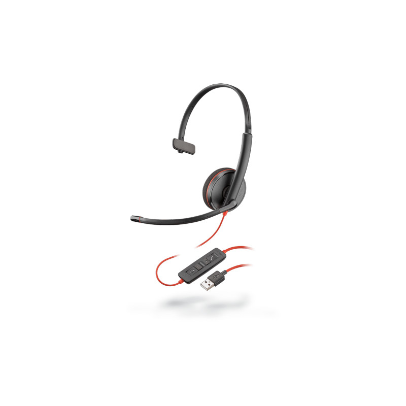 Blackwire C3210 Auriculares Alámbrico Diadema Llamadas/Música USB tipo A Negro, Rojo