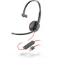 Blackwire C3210 Auriculares Alámbrico Diadema Llamadas/Música USB tipo A Negro, Rojo
