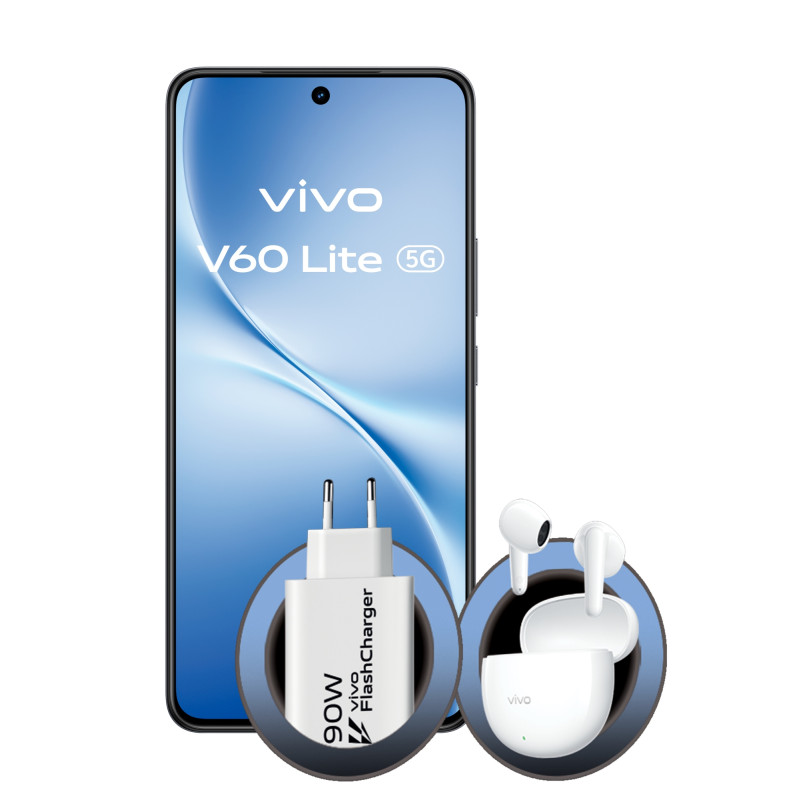 V60 Lite 5G + BUD 17,2 cm (6.77) SIM doble Android 15 8 GB 256 GB 6500 mAh Negro