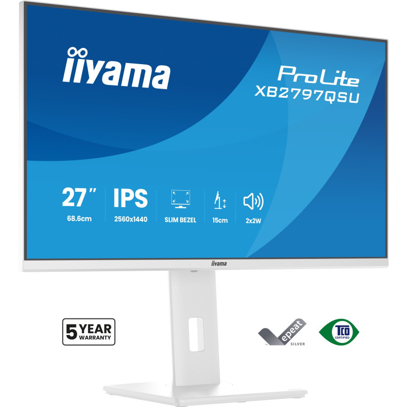 ProLite XB2797QSU-W1 pantalla para PC 68,6 cm (27) 2560 x 1440 Pixeles Quad HD LED Blanco