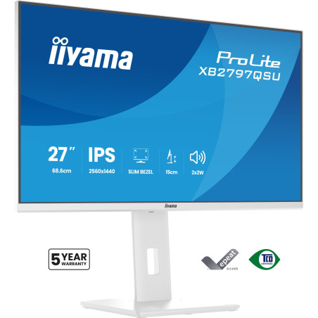 ProLite XB2797QSU-W1 pantalla para PC 68,6 cm (27) 2560 x 1440 Pixeles Quad HD LED Blanco