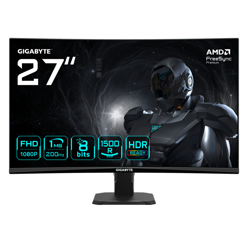 GS27FCA Monitor gaming curvo 27 FHD - 1920 x 1080, 200Hz, 1ms, 250 cd/m², FreeSync Premium, HDR Ready, HDMI 2.0, DisplayPort 1.4